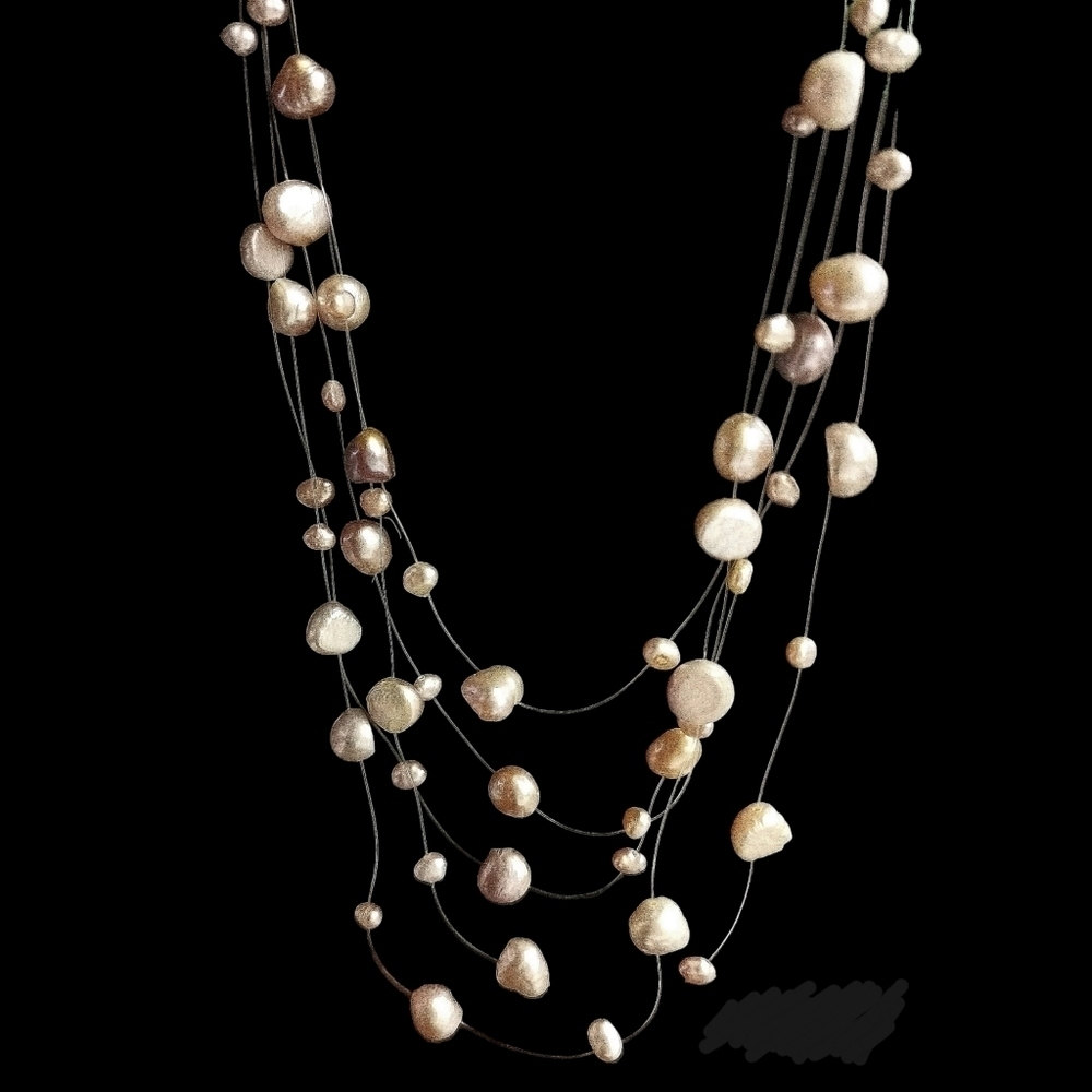 Pink Freshwater Pearl Illusion Necklace